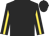 Black, gold stripe on sleeves, black cap