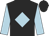 Black, light blue diamond, light blue sleeves, black cap