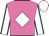 Hot pink, white diamond,  white sleeves, black seams, white cap