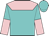 Turquoise, pink yoke, turquoise and pink halved sleeves, turquoise cap