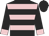 Black, pink hoops, pink cuffs on sleeves, black cap