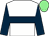 White, dark blue hoop, dark blue sleeves, light green cap