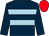 Dark blue, two light blue hoops, red cap