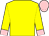 Yellow, pink circle and rose, pink cuffs and cap
