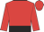 Red, black belt, black band on sleeves