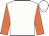 White, white r on orange ball, white band on orange sleeves