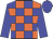 Orange body, big-blue checked, big-blue arms, big-blue cap