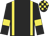 black, yellow braces and armbands, checked cap