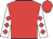 Red, white circled 'rfh', red diamonds on white sleeves, red cap