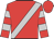 Red, silver sash, silver hoops on sleeves, red cap