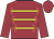 Claret, gold braid, claret sleeves