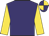 Purple, gold sleeves, purple and gold quartered cap