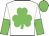 White, green shamrock, white and green halved sleeves, green cap