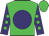 Lime, purple ball, lime dots on purple sleeves, purple ball on lime cap