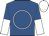 Royal blue, white circle, royal blue and white halved sleeves, white cap