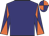 Navy, navy and orange diablo sleeves, navy and orange quartered cap