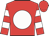 Red, White disc, hooped sleeves, Red cap