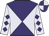 Purple and lavender diagonal quarters, purple diamonds on lavender sleeves, purple and lavender quartered cap