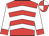 Red, white chevrons, red cuffs on white sleeves,  red and white quartered cap