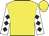 Yellow, white sleeves, black diamonds on sleeves, yellow cap