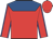 Red, royal blue yoke, blue seams on sleeves, red cap
