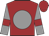 Burgundy, grey ball, burgundy armlets on grey sleeves, burgundy cap