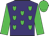 Purple, lime green hearts, lime green sleeves, purple hoop, lime green cap