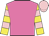Hot pink, yellow sleeves, pink hoops, pink cap