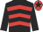 Black & red chevrons, black sleeves, red cap, black star (P L Polly)