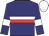 Navy blue, white and red hoop, white armlets, white cap (Go Racing Limited)