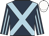 Dark blue, light blue cross sashes, striped sleeves, white cap (Niarchos Family)