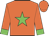 Orange, green star, green cuffs on sleeves, orange cap