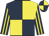 Dark blue and yellow (quartered), striped sleeves (Paul & Clare Rooney)