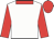 White, red collar, red sleeves, red cap