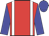 red, white braces, blue sleeves and cap