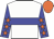 white, blue hoop, blue sleeves, orange stars, orange cap