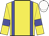 yellow, blue braces, armlets, white cap
