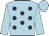 Light blue, dark blue spots, light blue sleeves and cap
