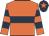 Orange, dark blue hoop, hooped sleeves, dark blue cap, orange star