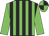 Green body, black striped, green arms, green cap, black quartered