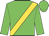 Green, gold sash, green sleeves, green cap