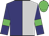 Navy blue and silver halves, lime bars on navy sleeves, lime green cap