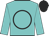Turquoise, black circle, turquoise sleeves, black cap
