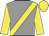 Grey, yellow sash, yellow sleeves, yellow cap