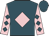 Teal, pink diamond, pink sleeves, teal diamonds