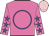 Hot pink, blue circle, blue stars on sleeves, pink cap