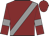 Maroon, grey sash, grey armlets on sleeves, maroon cap