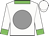 White, grey disc, green collar and cuffs, white cap