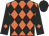 Orange, black diamonds, orange diamond on black sleeves, black cap