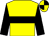 Yellow body, black hoop, black arms, yellow cap, black quartered